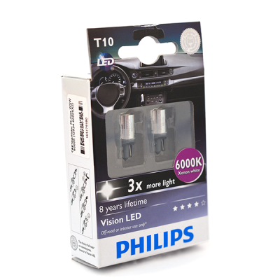 Philips LED T10 (W5W) Vision (+200%) 6000 К